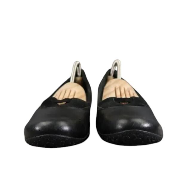 Merrell Shoes Womens 9.5 Wedge Slip On Fashion Classic Leather Lotus Black Comfy - Picture 4 of 15